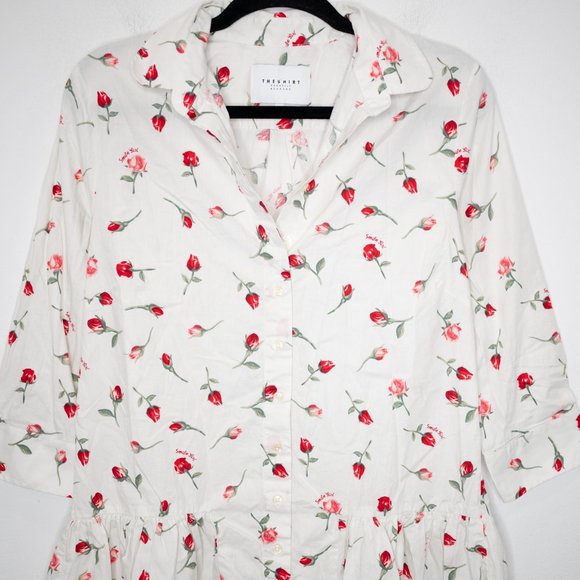 The Shirt by Rochelle Behrens Drop Waist Shirt Dress Smile Girl Rose Print GG11 - Picture 3 of 8